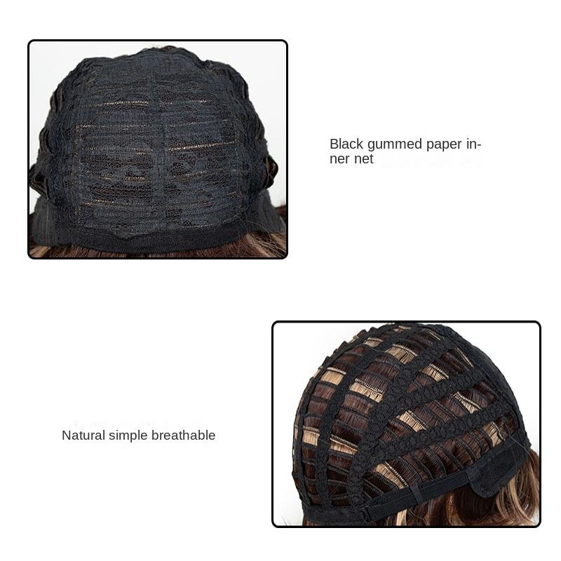 Damskie mieszane kolorowe skośne grzywki, krótkie kręcone włosy