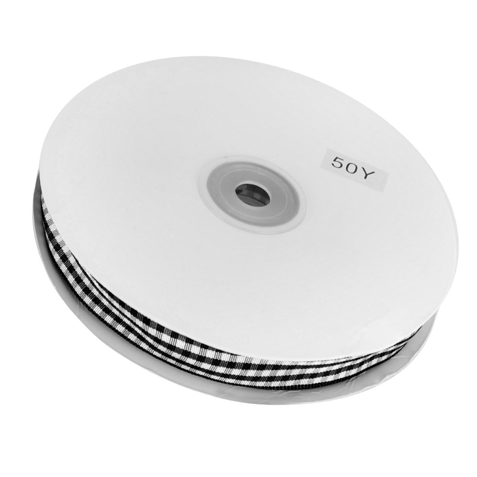 

Checked Ribbon 50 Yards Roll Making Bowknot Handicraft DIY Clothing Decoration Accessories Black