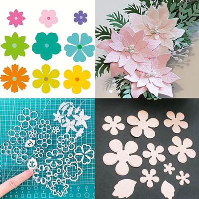 3pcs/Set Flowers Die Cuts for Card Making, Petal Metal Cutting Dies, Metal Die Cutting Mold, Scrapbooking Dies, Etched Embossing Stencil for Crafts