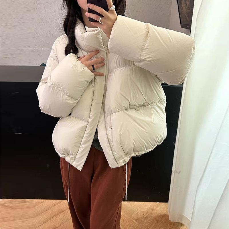 Stehkragen Mode kurze Daunenjacke Damen 2025 Winter neu leichter Luxus Temperament warm weiße Entendaunen verdickte Jacke Brotjacke