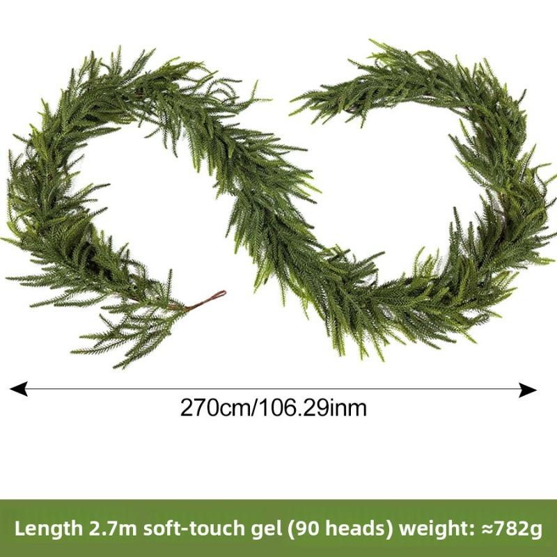 Artificial Soft Rubber Simulation Green Plant, Vine and Vine Home Christmas Door Hanging Pine Needle Decorative Pendant