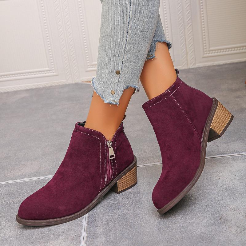 Fashion Mid Heels Women Ankle Boots 2025 Autumn Classical Shoes for Woman Fashion Chunky New Trends Shoes Snow Chelsea Boots De Mujer