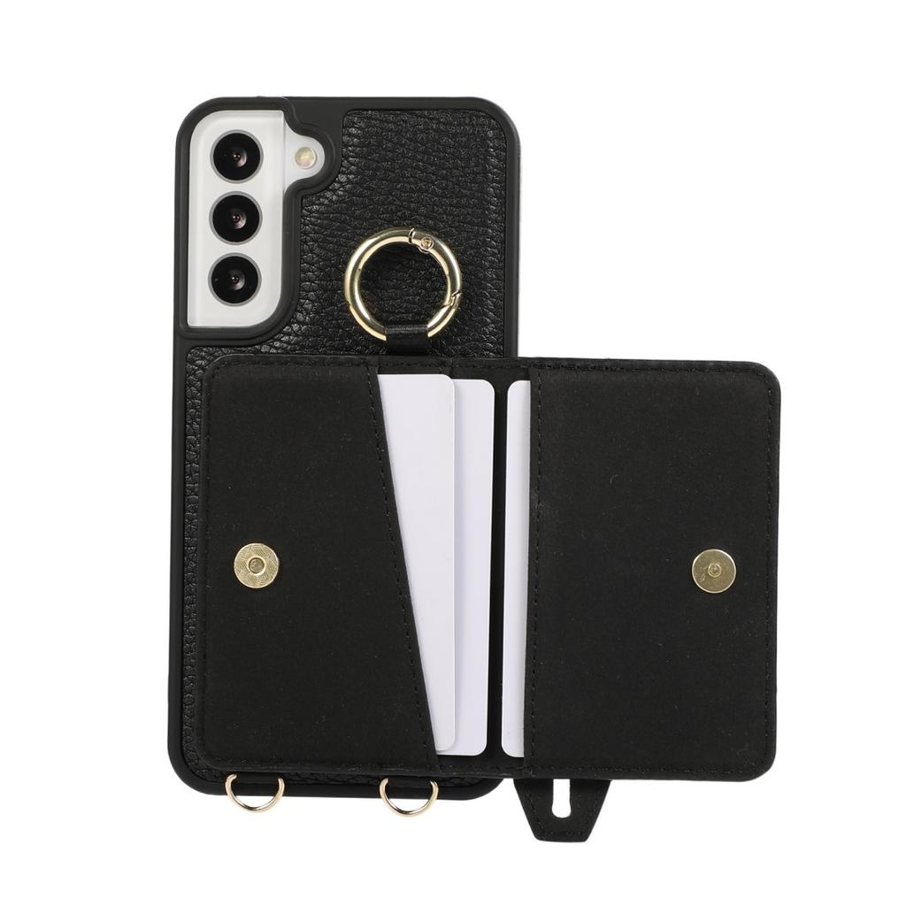 For Samsung Galaxy S22 & S22 Plus Case PU Leather Wallet Bag Grip Strap Holder Shoulder Long Crossbody Lanyard Ring Clasp Cove
