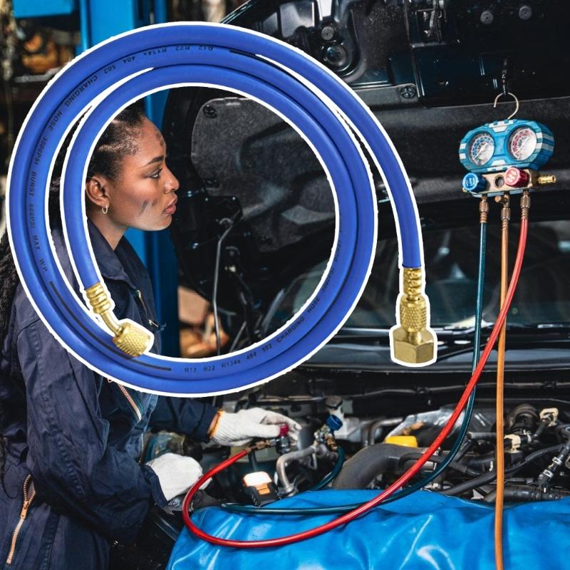 Universal HVAC Service Hose With 3 Color Option HVAC Charging Hose Tube Kit Hose Low Loss Fittings 1M Long