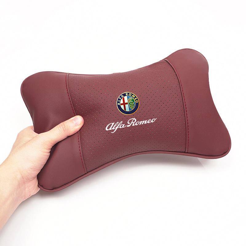 GLSRA1 Alfa Romeo Car Seat Head Support Suede Memory Cotton Neck Pillow Interior Accessories For Spider 4C 159 Giulia Giulietta Tonale