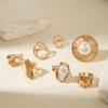 Accessories Geometric Irregular Pearl Alloy Vintage Ring Personality Premium Ring Set