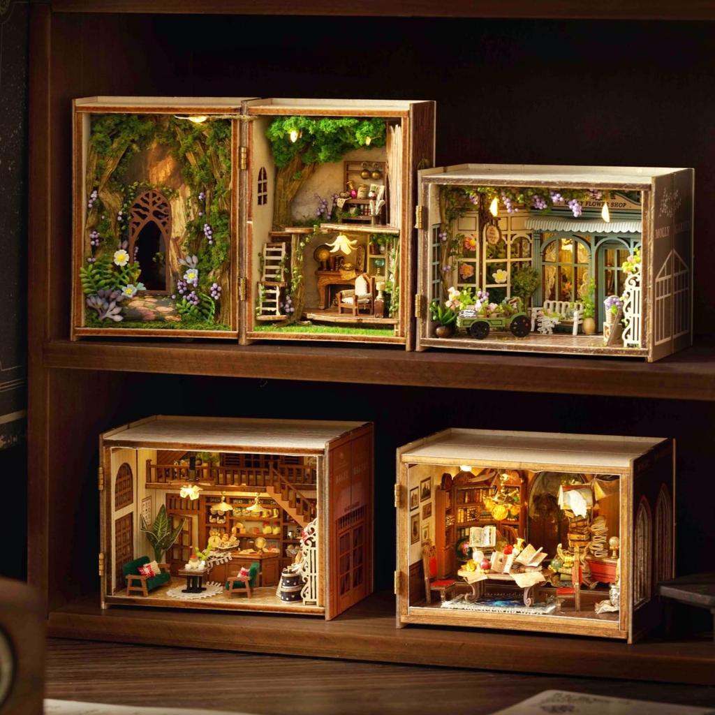 ZKEIZU DIY Wooden Dollhouse Kit with LED Miniature Handmade Home Gift Lights, Model, Craft, Decor, (Magical Fate)