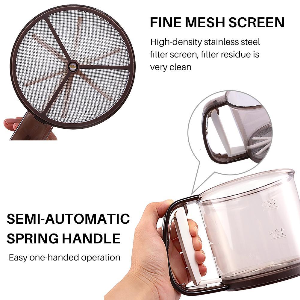 Flour Sifter with Hand Press Stainless Steel Double Layers Sieve Baking Sieve Cup Kitchen Baking Tool