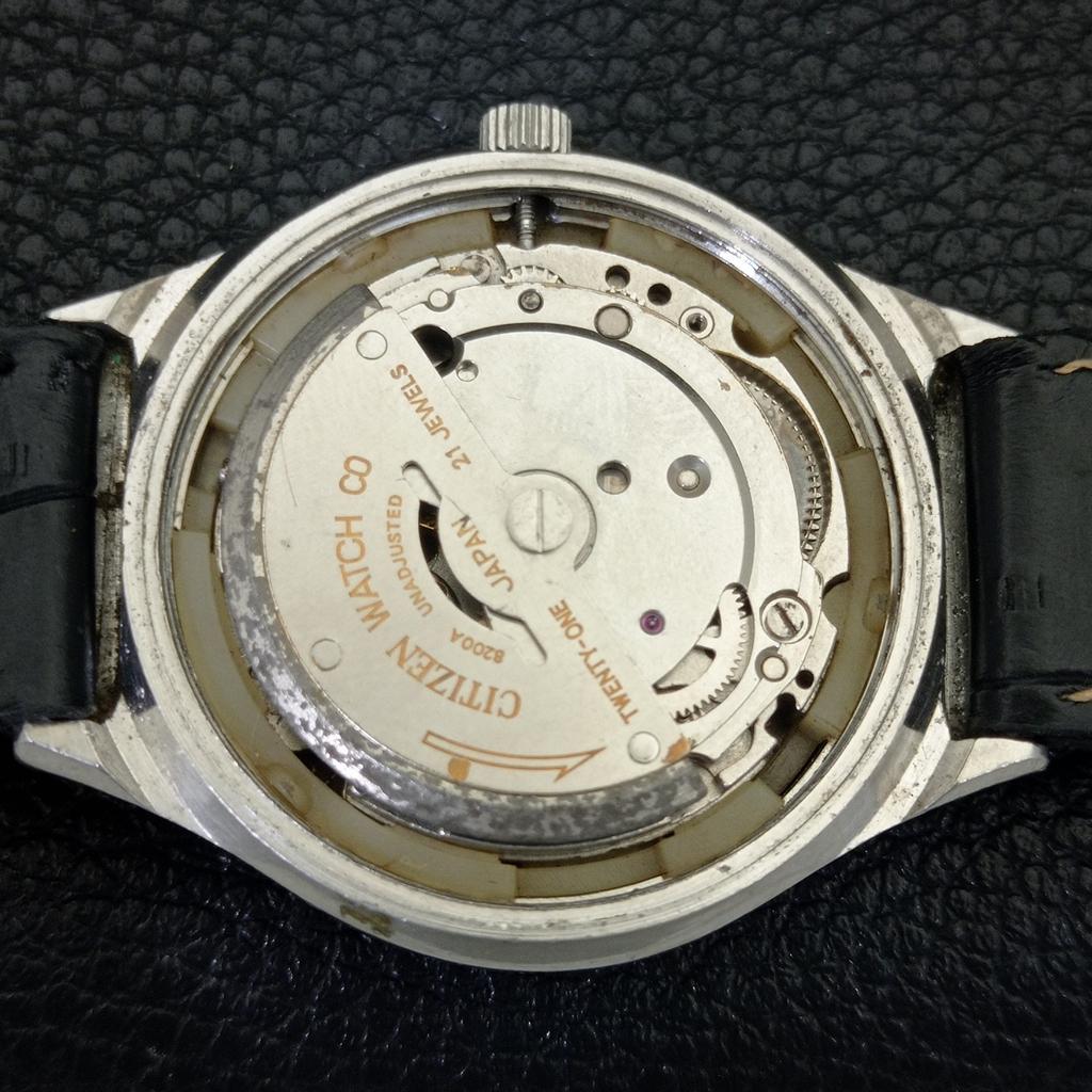 JAPAN VINTAGE CITIZEN AUTOMATIC 8200 MENS BLACK COLOR DIAL WATCH A702743-1 R210-a702743