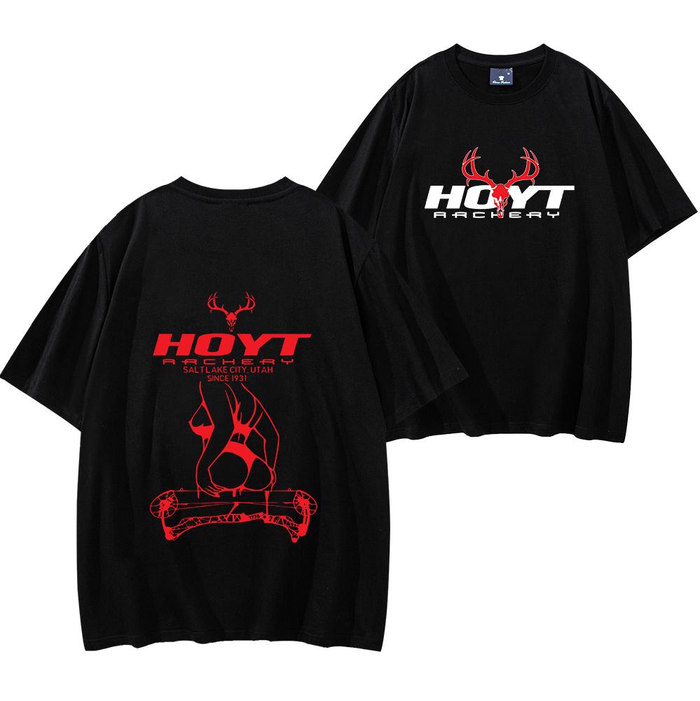 

Футболка Hoyt Archery Sexy Girl Унисекс с коротким рукавом Повседневная хлопковая футболка Мужская Женская Уличная одежда Футболка Тактическое снаряжение для любителя охоты 4XL