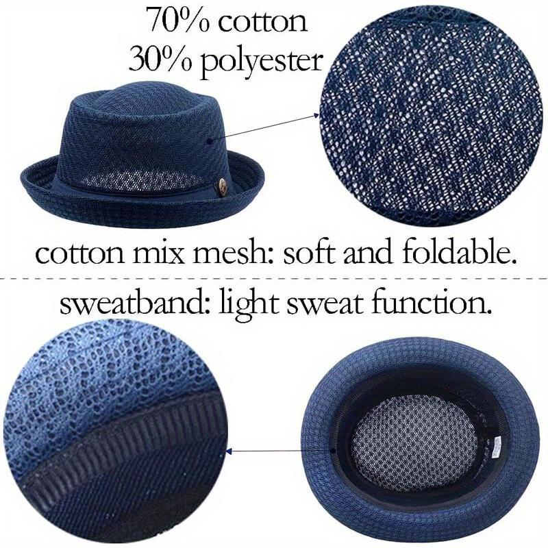 1 Stück Sommer Mesh Sonnenhut Herren Damen Atmungsaktiver Mesh Fedora Hut Jazz Kappe Panama Fedora Hüte Damenmode Herren Accessoires Panama Netzhut