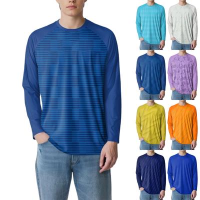Men's Fashion Printed Raglan Long Sleeve Sports Top