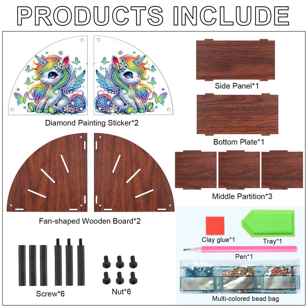DIY Diamond Painting Kit Triangle Shaped Organizer Box Wooden Storage Box Home Dining Living Room Table Top Art Decoration