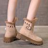Lucyever Faux Suede Winter Woman Ankle Boots Fashion Buckle Warm Thick Plush Snow Boots Women Vintage Platform Botas Mujer 2024