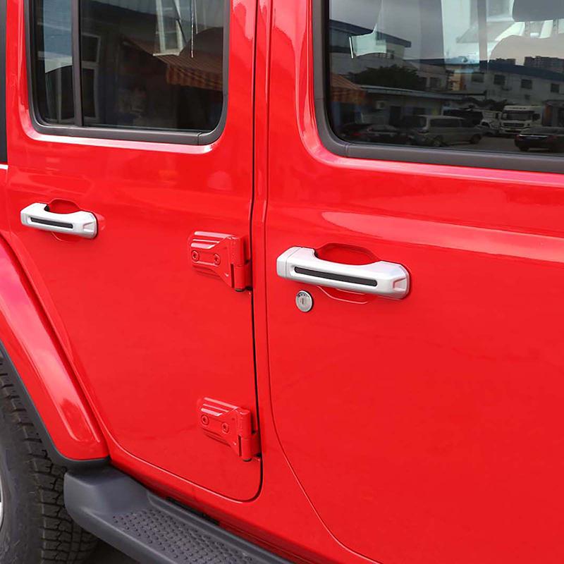 5Pcs/Set Auto Outer Door Handle Cover Fit For Jeep Wrangler JL 2018-2024 Black Red Silver Car Accessories Door Handle Trim Shell