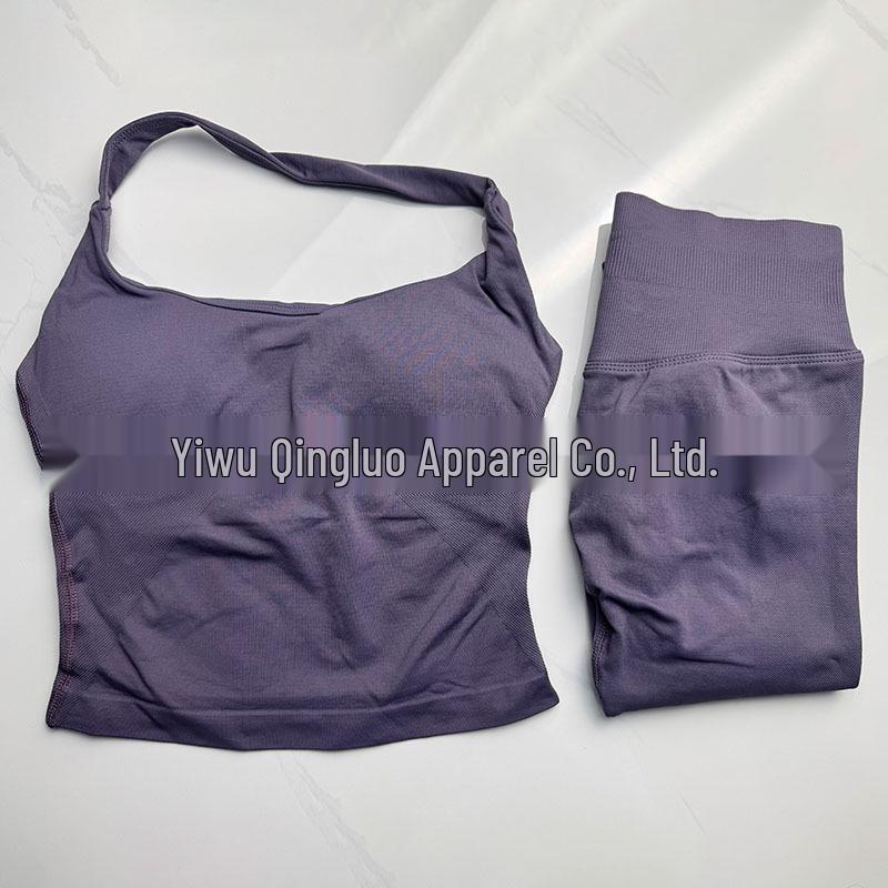 Dfyne Seamless Ruched Yoga Vest & Butt-Lifting Shorts Set