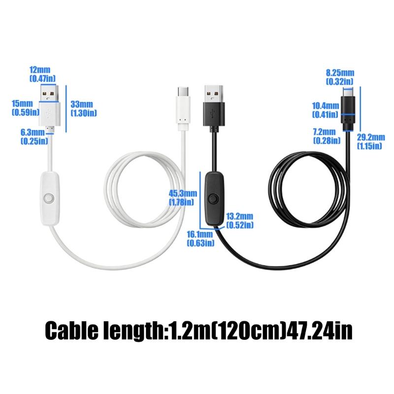 Flexible PVC USB to USB C Power Control Cord With 501Button Switching Ideal For Desk Lamps And USB Fan Power Cord