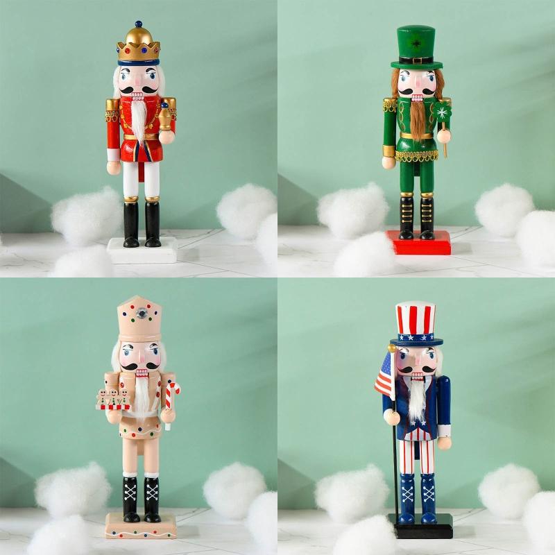 Christmas Wood Nutcracker Soldier Ornament 25cm Bar Bookshelf Party Decoration