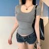 Sexy Girl T Shirt Women Slim Fit U Neck Short Sleeve Casual Tops For Daily Wear