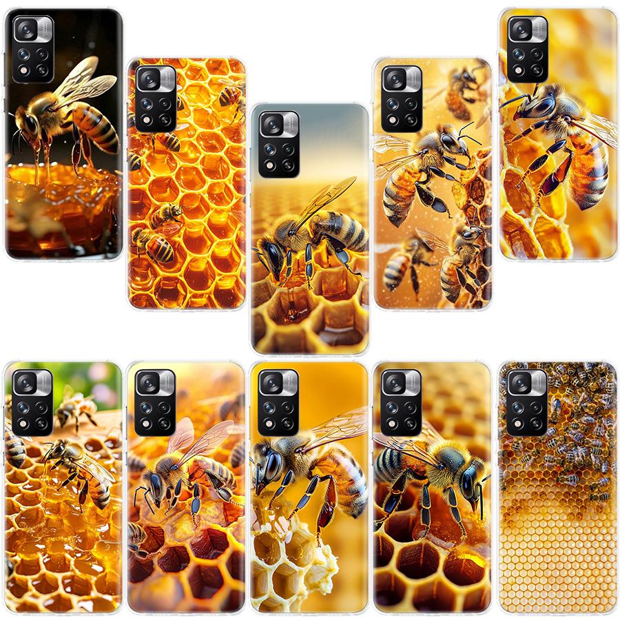 Bees and Honey In the Honeycomb Phone Case For Redmi Note 13 12 Pro Plus 14 15 Pro 5G 11 11T 11E 11S 10 Pro 10S 9 9S Cover Cell