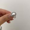 S925 Silver Stunning Geometric Open Adjustable Ring For Women With Elegant Smiley Design Face