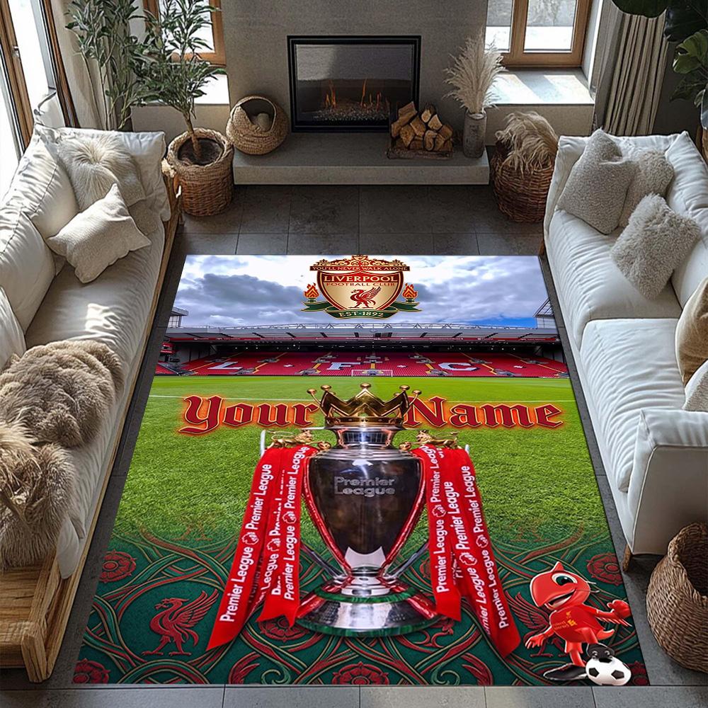 Liverpool Customizable Name Area Rug Perfect for Dining Room Game Room Playrooms Entryway Anti-slip Rug Decorate Offices Perfect Gift for Women/Men