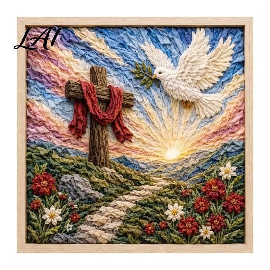Christian Home Decor Projects 3D Fabric Poke Art Kit for Adults Faith Inspired Holiday Craft Kit DIY Christmas Wall Handmade Religious Gift Layered