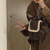 New Winter Retro Plush Backpack for Women Korean Ins Simple and Versatile Lamb Fur Splicing Bag for Women
