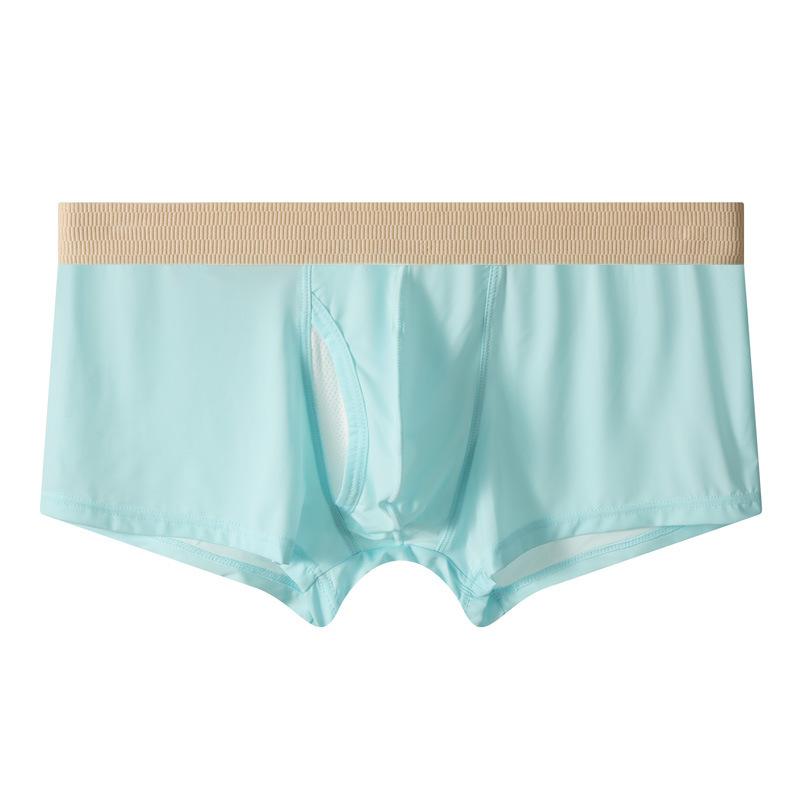 Men's Summer Sexy Ice Silk Thin Breathable Side Open Flat Angle Briefs