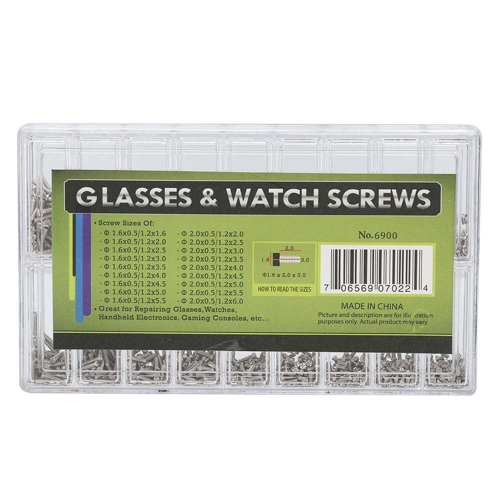 1800Pcs/box 18 Sizes Watch Mini Screw Kit Stainless Steel Screws Glasses Sunglasses Electronics Repair Watch Back Case Accessory