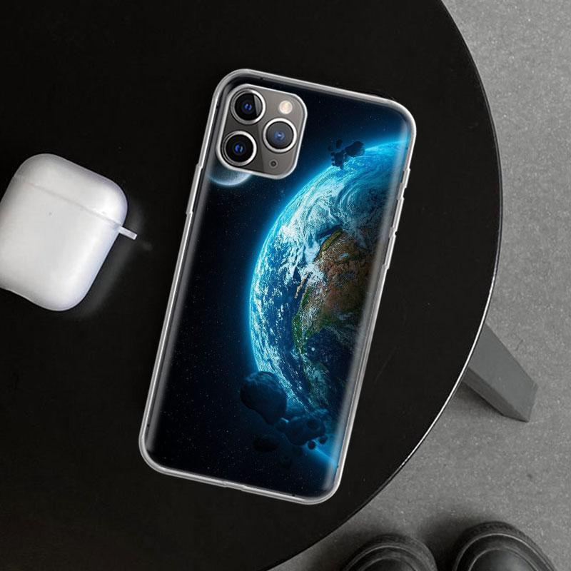 Earth Stars Space Phone Case Cover for iPhone 11 12 13 Mini 14 15 Plus 16 Pro Max 17 Air 7 8 + SE Art Customized Fundas 11 12 13