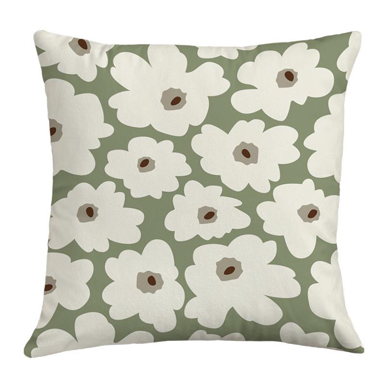 Geometric Nordic-Style Green Throw Pillow Cover for Artistic Living Room Decor