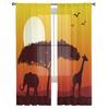 Dusk Elephant Giraffe Sun Christmas Tree Fine Netting Transparent Drapes Perfect for Living Room Decoration Window Panel Curtain for Bedroom Voile