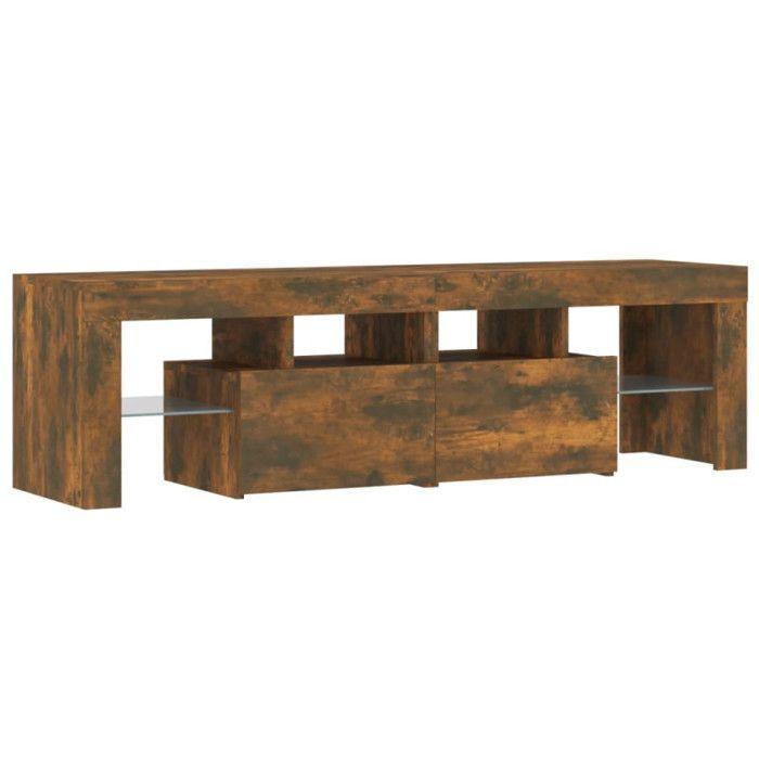VidaXL TV Cabinet with LED Lights Smoked Oak 140x36.5x40 Cm, Tv Stand, Media Cabinet, Hifi Cabinet, Tv Unit, Unit 822641