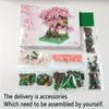 1 set of mini cherry blossom tree DIY 3D building blocks, micro drill small particle building blocks, desktop decoration DIY ass