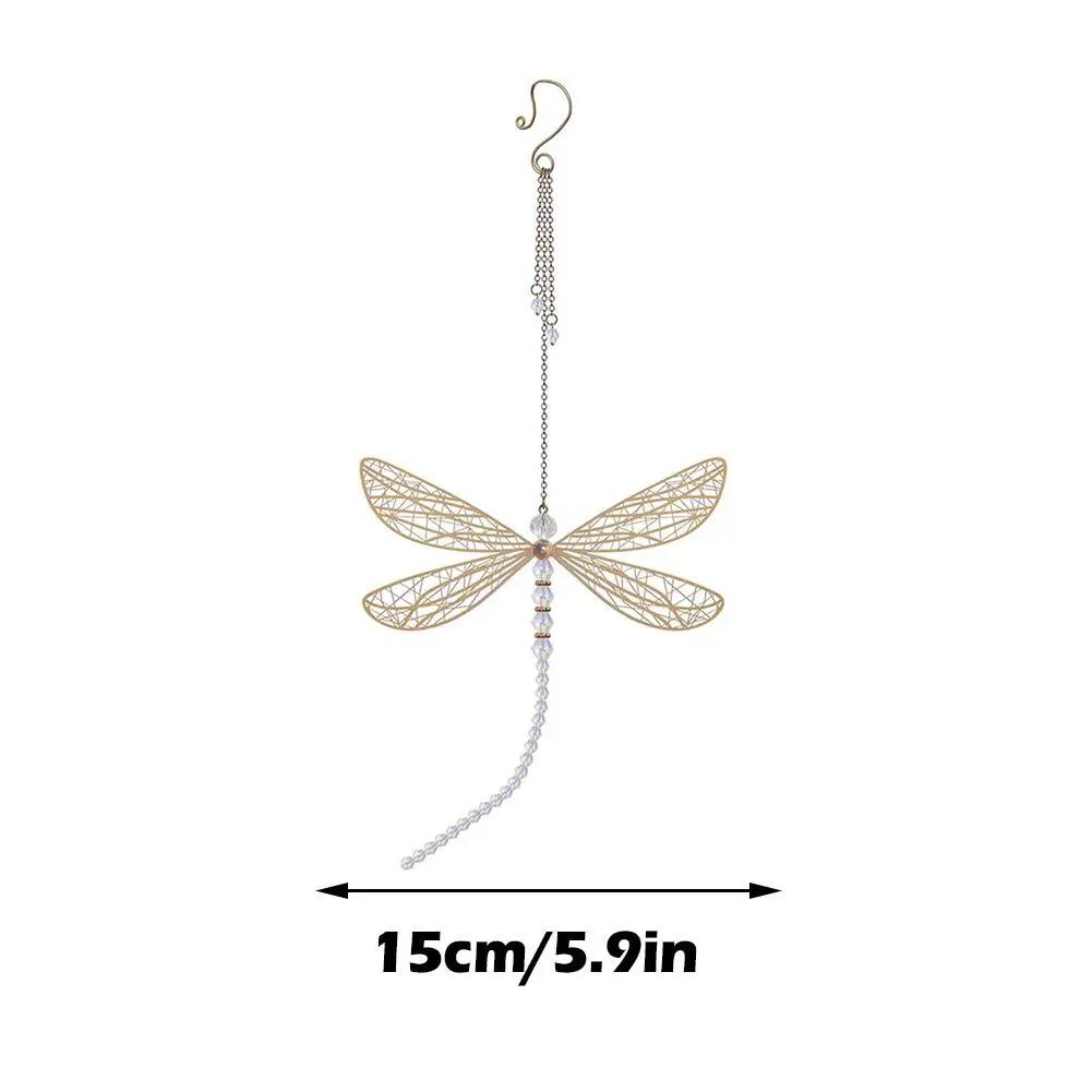 Creative Metal Wing Dragonfly Crystal Suncatcher Garden Wind Chimes Butterfly Home Decor Window Car Ornaments Premium