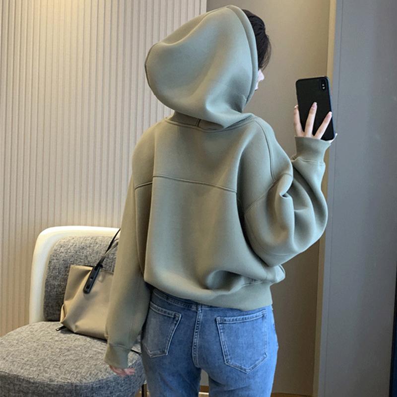 Women's Hooded Sweatshirt Casual Solid Color Loose Top