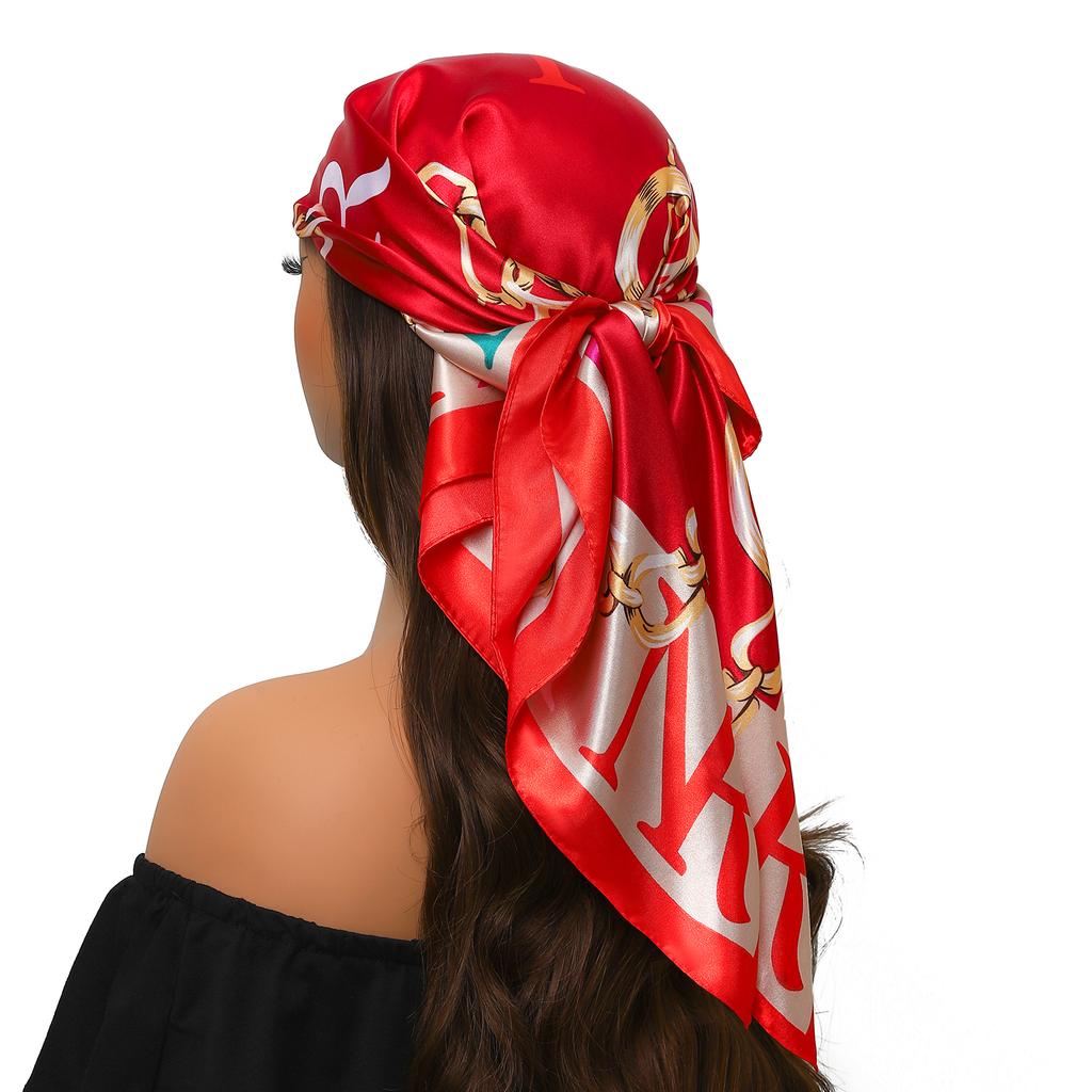 Silk Scarves Women Luxury Brand Summer Fashion Designer Head/Hair Scarf 90*90cm Hijab Bandana Cheveux Foulard Femme 90X90CM