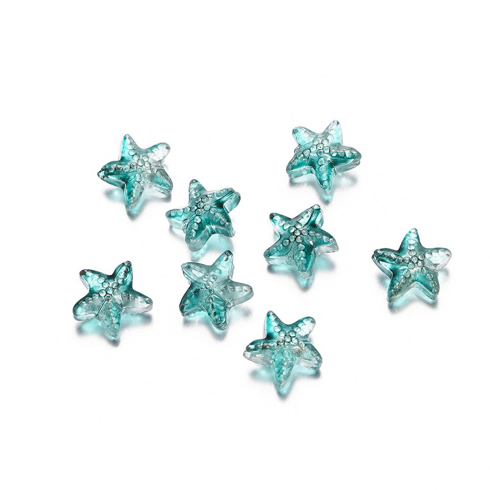 10/20Pcs/Lot 15*15.5mm Glass Starfish Shape Charm Small Loose Beads for DIY Jewelry Making Earrings Bracelet Wholesale