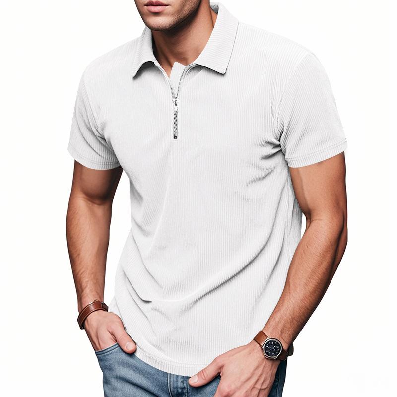 Herren Sommer Lockerer Reißverschluss Halb-Reißverschluss Revers Kurzarm T-Shirt