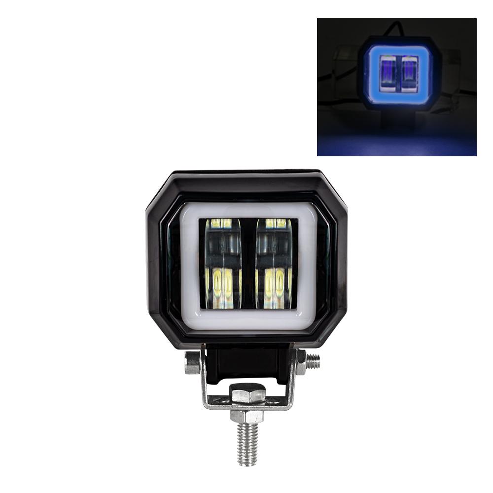 3inch LED Spot Fog Light Car Boat Motorcycle LED Work Light LED Off Raod Lights 12V 24V 6500K 20W with Angel Eyes Lights