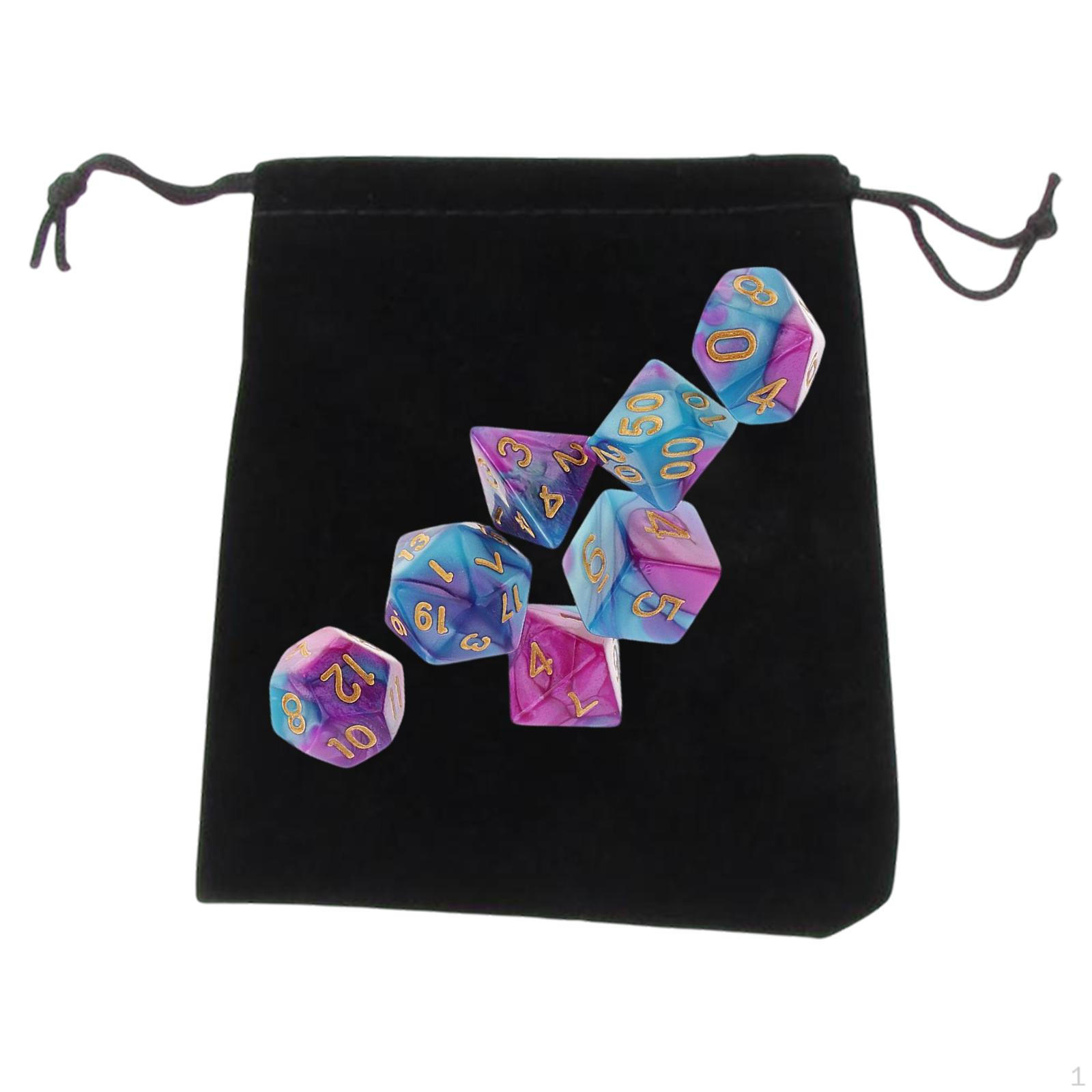 

Набор из 7 игральных костей, прочная игрушка для развлечения D8 D10 D12 D20, обучающая игра для обучения математике с двухцветной гравировкой Q_1.6cm