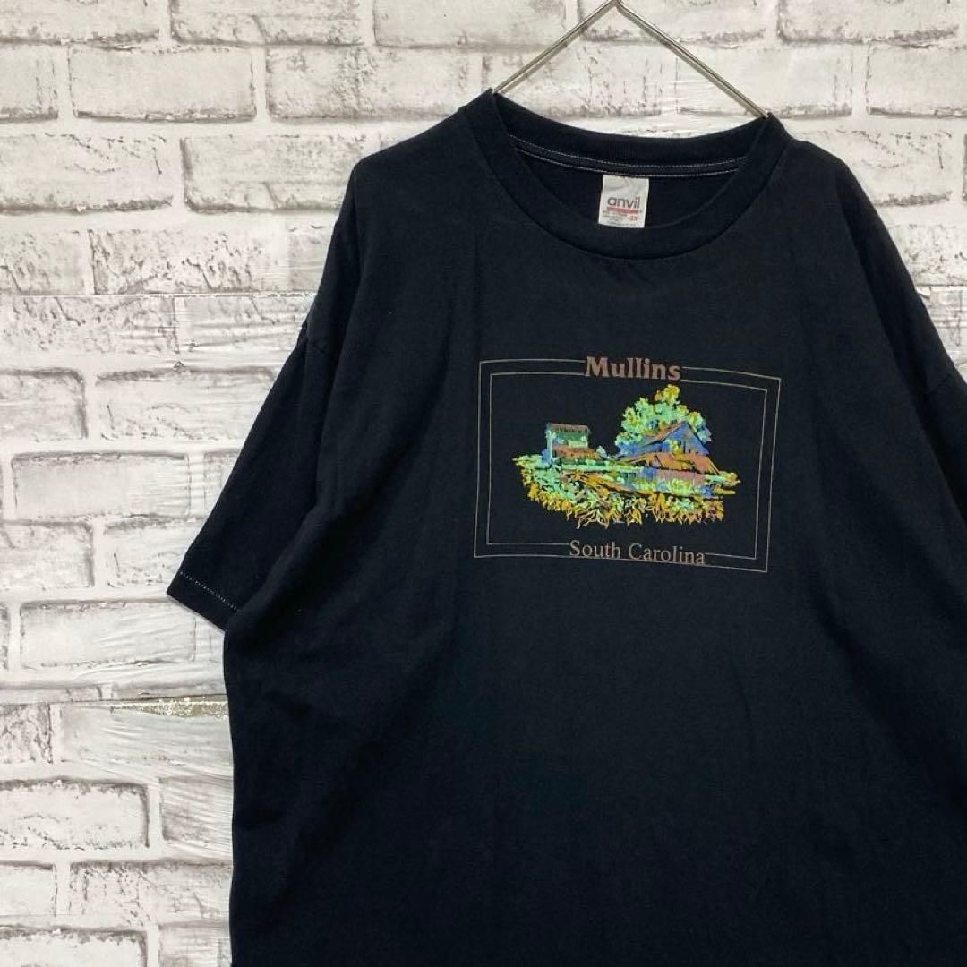 USA-made 90s vintage T-shirt! Single Stitch Black Used 2XL0429 XXL