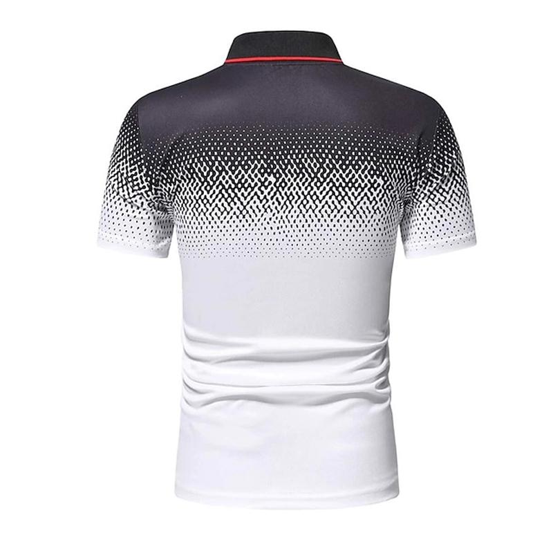New Men's Printed Casual Turn-down Collar Polo Shirt Men's Business Casual Short-sleeved Shirt