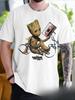 Marvel's Guardians of The Galaxy Trendy Casual Groot Print T-shirt Casual Top Spring, Summer, Autumn and Winter Innerwear