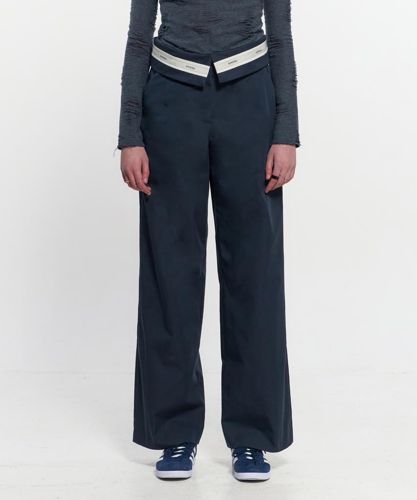 Kimjisu Fold Over Wide Slacks _ Navy