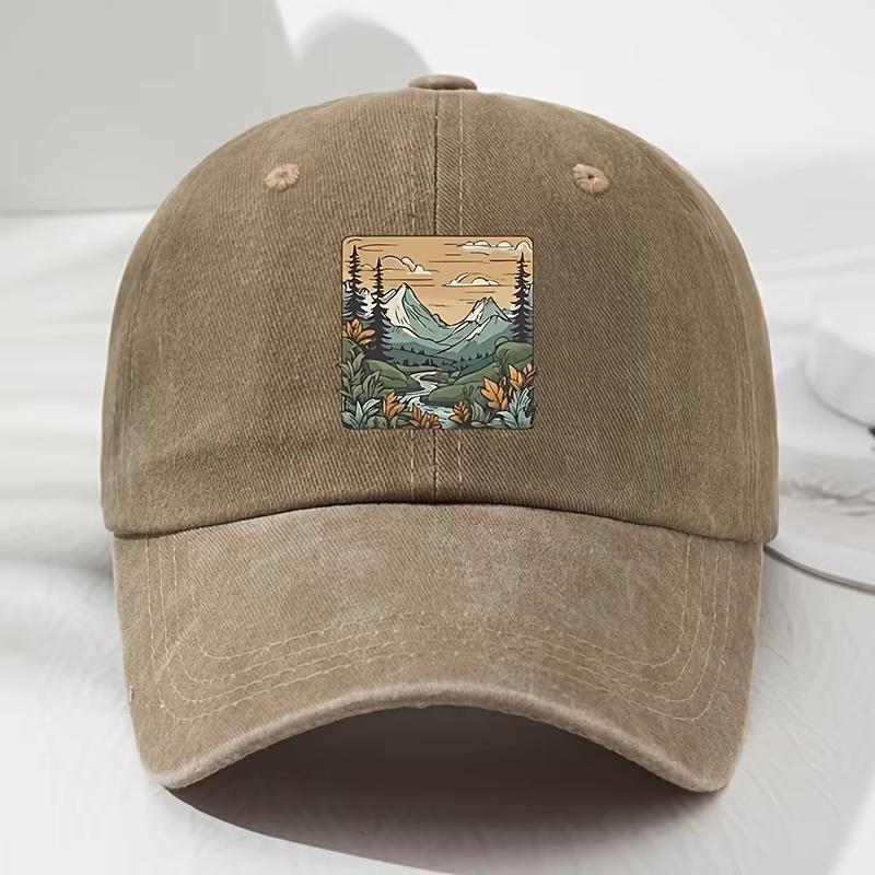 YIRAN Dayang hat Nieuwe Baseballpet, Landschapsprint, Retro Modieuze Buitenhoed voor Mannen en Vrouwen, Buitensporten Vissen, Wandelen, Kamperen Adjustable&>8Y