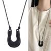 Trendy U Shape Outline Long Leather Cord Necklace Alloy Pendant Women Jewelry Accessory