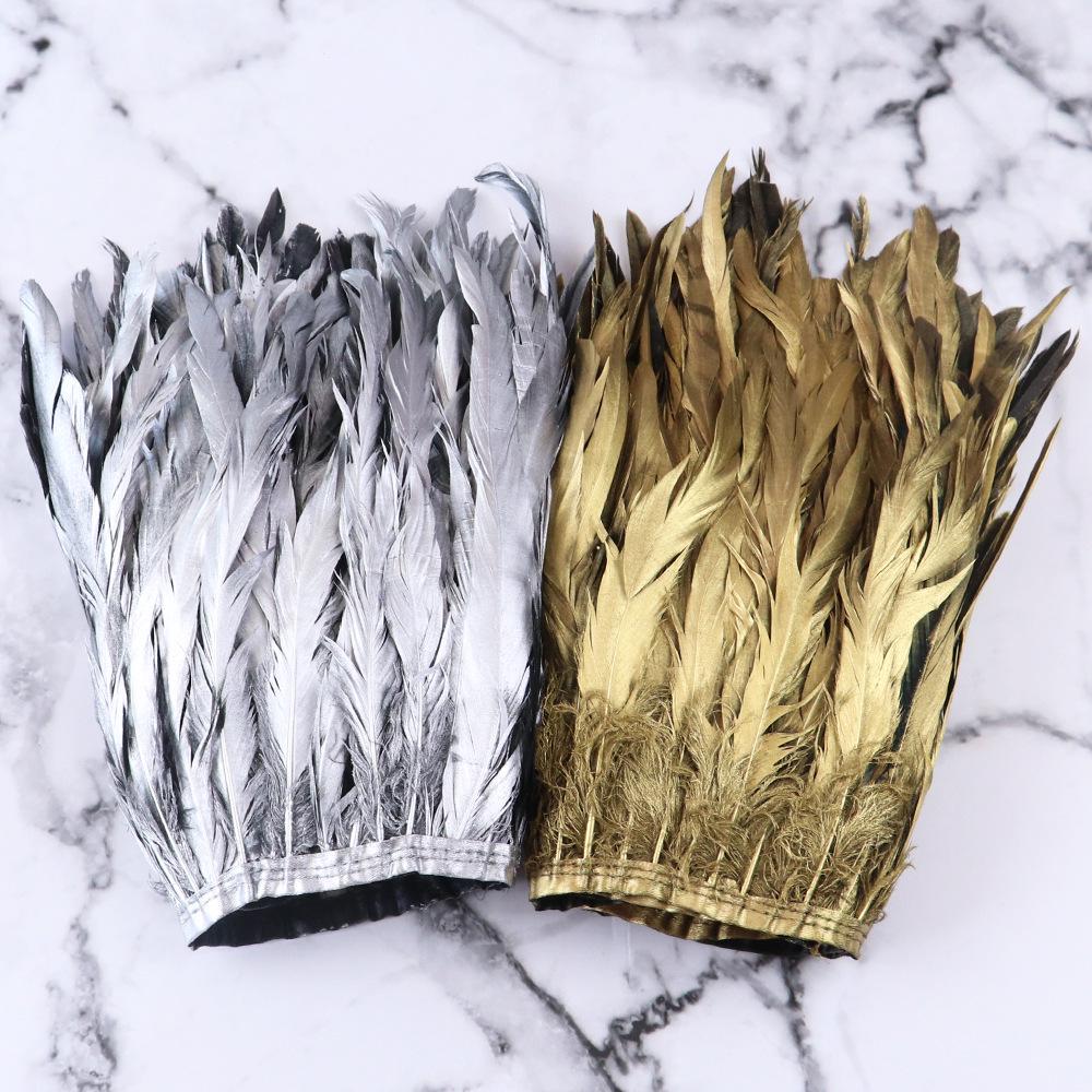 Gold Silber Lila Spitze Federstaubwischer für DIY Kleidung Accessoires