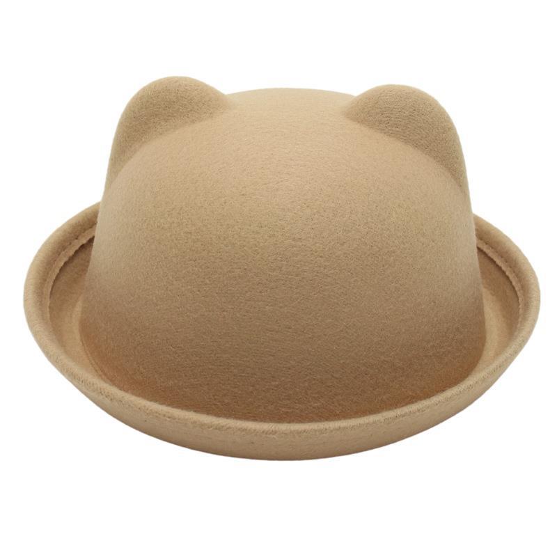 

Bowler Jk Top Hat Varsity Kids Jazz Hat Bear Felt Hat Cute Sun Hat Parent-Rebenok Adult average size head circumference 57cm